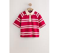 Next Red/Ecru Stripe Short Sleeve Collared Rugby Polo Top Red/Ecru Stripe XL (EU 48-50)