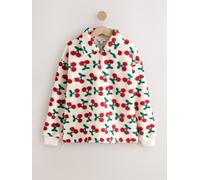 Next Red Ecru White Borg Cherry Graphic Zip Neck Fleece