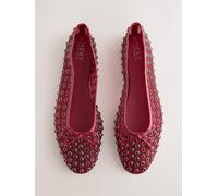 Next Red Forever Comfort Mesh Jewelled Ballerina Shoes Red EU 39 (UK 6)