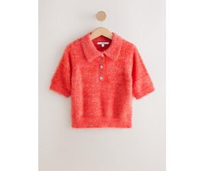 Next Red Gem Button Short Sleeve Knitted Polo Jumper