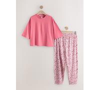Next Pyjama rosé / rouge clair / noir, Taille 4XL-5XL