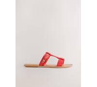 Next Red Leather Standard/Wide Fit Buckle Trim Sandals