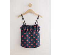 Next Red/Navy Blue Polka Dot Beaded Strap Sleeveless Top