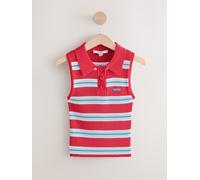 Next Red/Navy Blue Stripe Sleeveless Knitted Polo Top