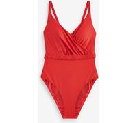 Next Red Plaited Belt Tummy Control Plunge Wrap Swimsuit