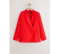 Next Red Relaxed Double Breasted Crinkle Blazer