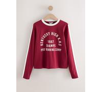 Next Red/White Long Sleeve Crew Neck Graphic Slogan T-Shirt
