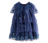 Next Robe bleu foncé / émeraude / argent, Taille 116