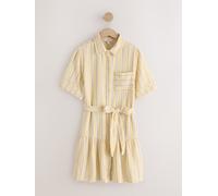 next Robe chemise à manches courtes et taille nouée jaune FR 44 Tall (EU 42 T)