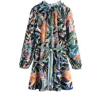 Next Robe-chemise bleu / vert foncé / orange / blanc, Taille 42