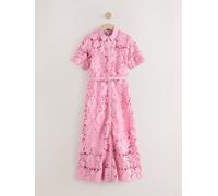 next Robe chemise Mi-long en dentelle à Manches courtes N. Premium Rose FR 46 (EU 44)