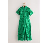 Next Robe chemise Mi-long en dentelle à Manches courtes N. Premium vert FR 38 (EU 36)