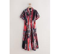 Next Robe chemise mi-longue à manches courtes à taille cintrée Imprimé abstrait rouge EU 34 (UK 6)