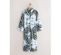 Next Robe chemise mi-longue à manches longues et taille nouée Imprimé d'écharpes en corde bleue EU 38 (UK 10)