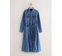 Next Dark Blue Fuller Bust Denim Midi Shirt Dress Dark Blue EU 40 (UK 12)