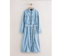 Next Robe chemise mi-longue en Denim Ceinturé Bleu délavé EU 36 Petite (UK 8 P)