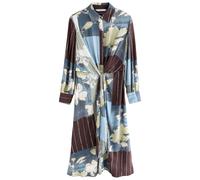 Next Robe-chemise saphir / chocolat / vert pastel / blanc cassé, Taille 42