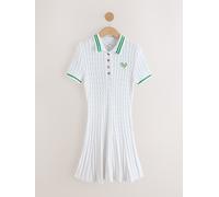 Next Robe courte en coton à manches courtes et maille torsadée Blanc à liserés XXL Regular (EU 52-54)
