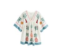 Next Ecru V-Neck Appliqué Mini Dress Ecru EU 48 (UK 20)