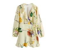 Next Robe crème / jaune pastel / vert / violet, Taille 48