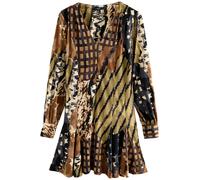 Next Robe crème / marron / brocart / noir, Taille 34