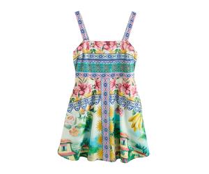 Next Robe d’été aqua / bleu foncé / moutarde / pétrole, Taille 44