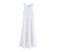 Next White N. Premium Shirred Midi Linen Summer Dress White EU 40 (UK 12)
