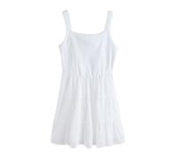 Next White Square Neck Mini Tiered Summer Dress White EU 50 (UK 22)
