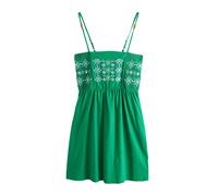 Next Green Strappy Embroidered Mini Summer Dress Green EU 34 (UK 6)