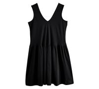 Next Black 100% Cotton V-Neck Jersey Mini Summer Dress Black EU 40 Tall (UK 12 T)