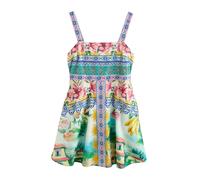 Next Robe d’été turquoise / jaune / émeraude / rosé, Taille 52