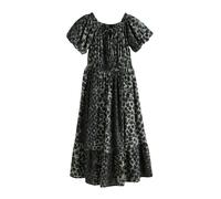Next Green/Black Leopard Print Off The Shoulder Midi Dress Green/Black Leopard Print EU 38 (UK 10)