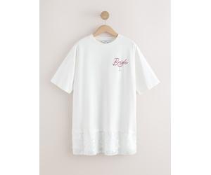 Next Robe de mariée t-shirt à manches courtes et sequins Blanc imprimé nuptial EU 42 (UK 14)