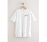Next Robe de mariée t-shirt à manches courtes et sequins Blanc imprimé nuptial EU 46 (UK 18)