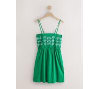 Next Green Strappy Embroidered Mini Summer Dress Green EU 32 (UK 4)