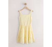 next Robe d'été courte à col carré et volants jaune FR 48 Petite (EU 46 P)