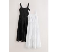 Next Robe d'été mi-longue à superpositions sans manches à encolure carrée Noir et blanc EU 44 XL Tall (UK 16 XL Tall)