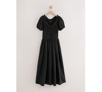 Next Robe d'été mi-longue en seersucker à manches bouffantes Noir 42tall