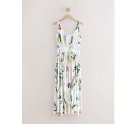 Next Robe d'été mi-longue taille en jersey Blanc/Imprimé fleuri EU 42 Tall (UK 14 T)