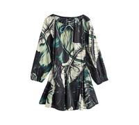 Next Black/Green Leaf Long Sleeve Mini Dress Black/Green Leaf EU 44 Tall (UK 14 T)
