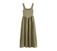 Next Khaki Green Jersey Woven Mix Midi Dress Khaki Green EU 40 Tall (UK 12 T)