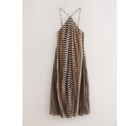 Next Chocolate Brown Stripe Halter Neck Maxi Dress Chocolate Brown Stripe EU 42 (UK 14)