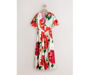 Next Robe longue caftan en satin texturé Ecru Floral EU 40 (UK 12)