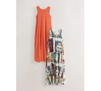 Next Robe longue en jersey à dos échancré Orange/Graphique Grand