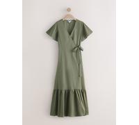 Next Robe longue enveloppante à manches évasées Vert kaki EU 36 (UK 8)