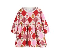 Next Robe marron / rose / rouge / blanc cassé, Taille 80