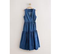 next Robe Maxi portefeuille à volants en Denim bleu FR 42 (EU 40)