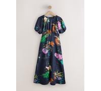 Next Robe mi-longue National Trust X Next à manches bouffantes Collection Kew bleu marine Imprimé floral EU 32 (UK 4)