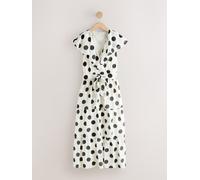 next Robe mi-longue à volants et Col en V pour occasions spéciales crème FR 54 (EU 52)