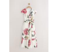 next Robe mi-longue à volants et Col en V pour occasions spéciales crème FR 46 (EU 44)